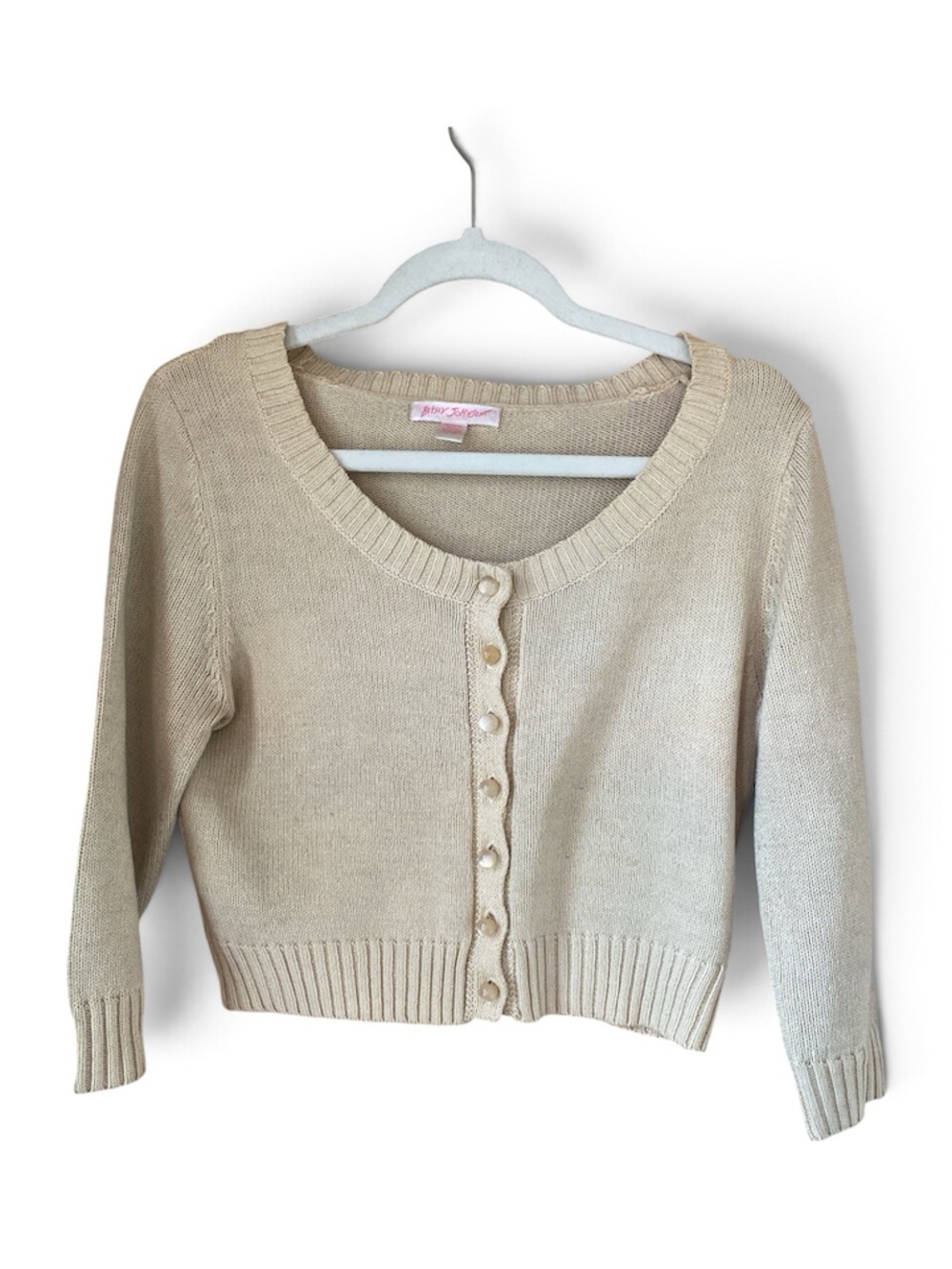 RARE Vintage Betsey Johnson Marilyn Monroe Wink Cropped Sweater Cream sz L Y2K - Picture 4 of 16
